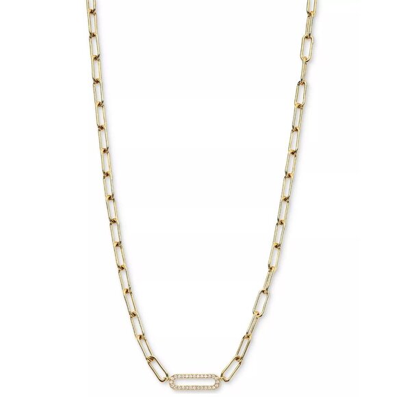 Ajoa by Nadri Cubic Zirconia Oval Link Chain Collar Necklace, 16" + 2" extender - Picture 4 of 5